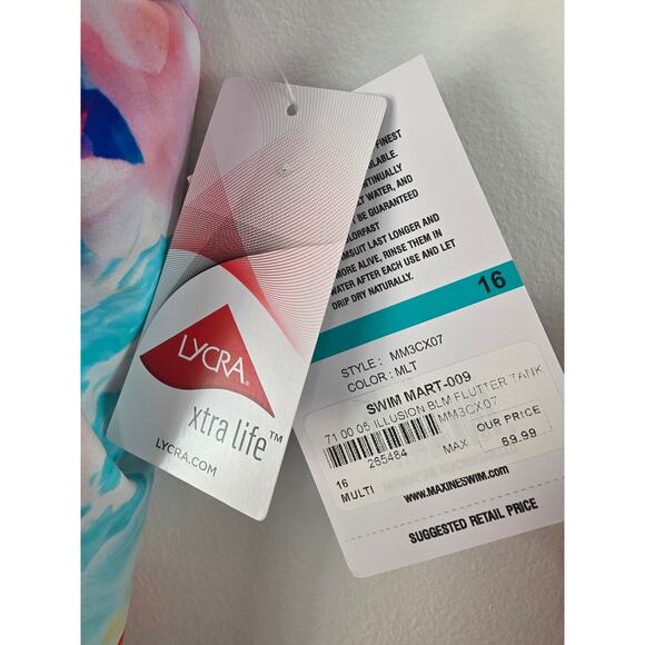 Maxine Of Hollywood Swim Top 16 Womens Plus Size Padded Multicolor NWT - Picture 4 of 5